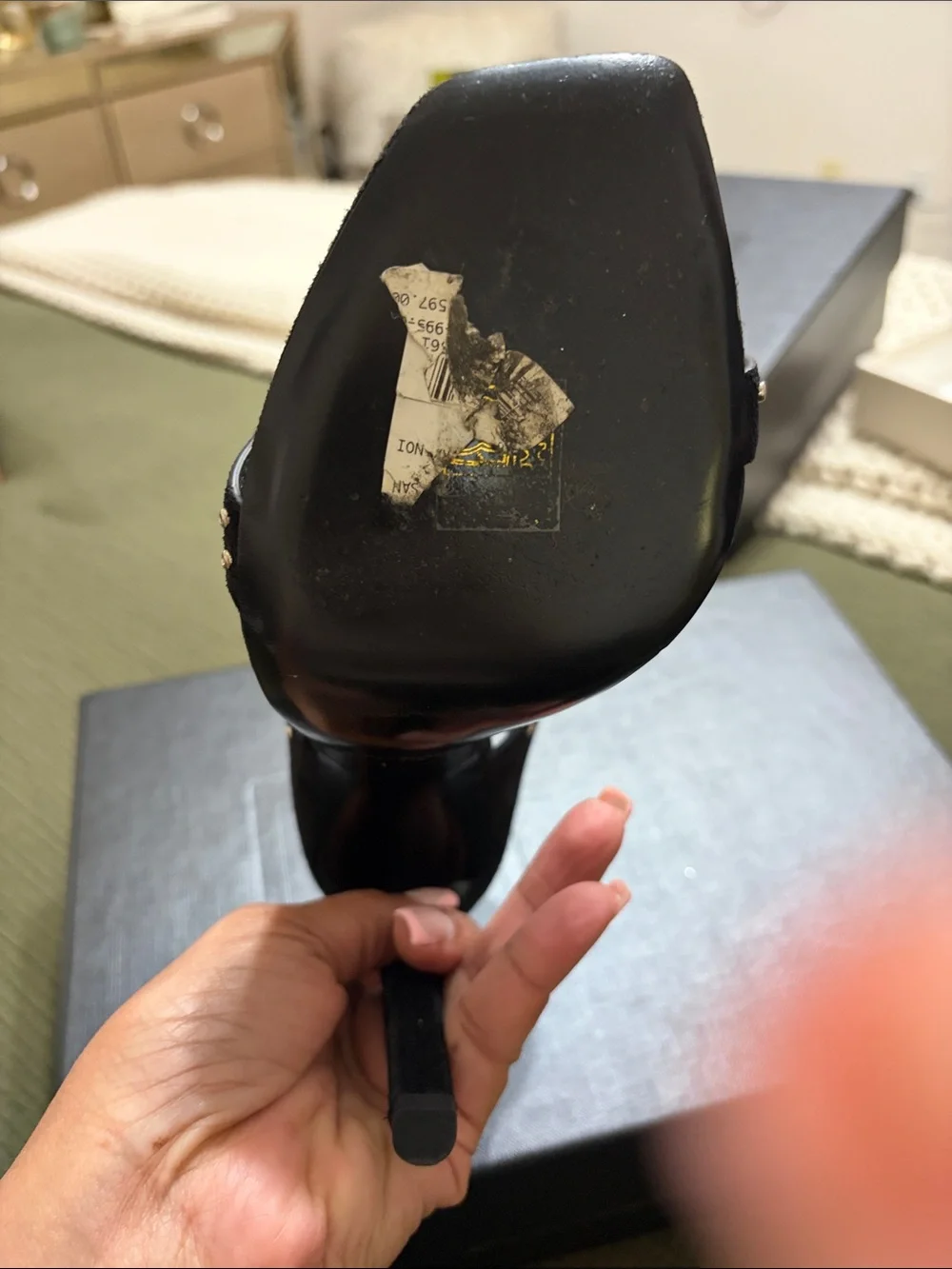 Saint Laurent Black Studded Double-Strap Mule Heel - Picture 3 of 4